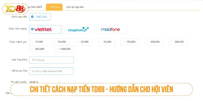Nạp Tiền TD88 Nhanh Chóng – An Toàn | Hướng Dẫn Mới Nhất Chi tiết cách nạp tiền TD88 - Hướng dẫn cho hội viên