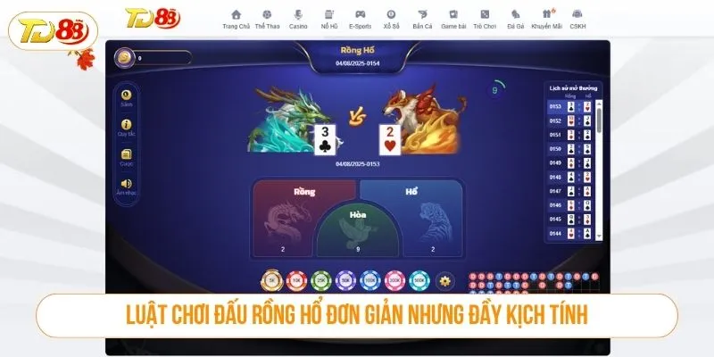 Đấu Rồng Hổ TD88 – So Kèo Từng Giây, Thắng Nhanh Thưởng Lớn Luật chơi đấu rồng hổ đơn giản nhưng đầy kịch tính