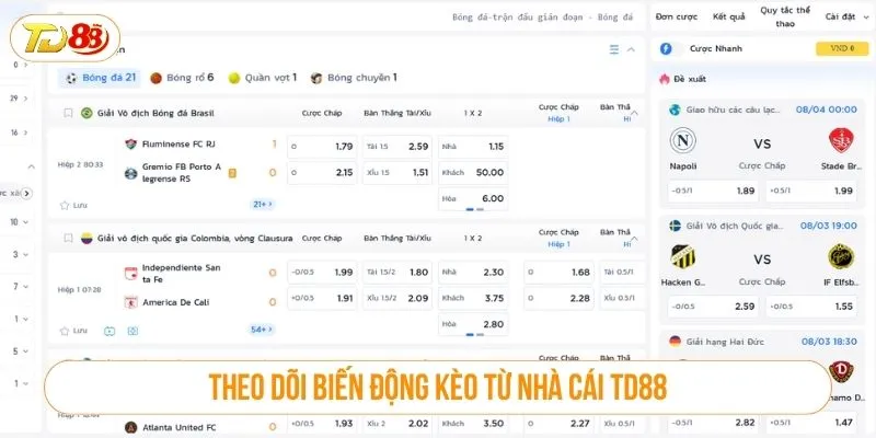 Cách Soi Kèo Tài Xỉu Chuẩn Xác Nhất Khi Chơi Tại TD88 Theo dõi biến động kèo từ nhà cái TD88